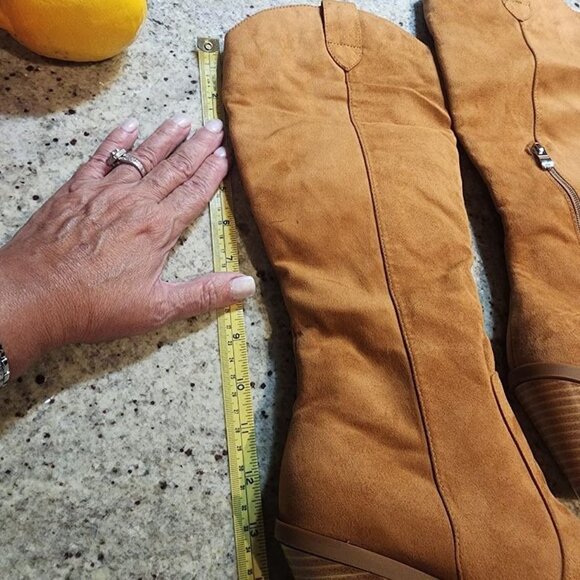 Suede Western Knee-High Boots Cognac Brown Women's 7.5 - Picture 11 of 15